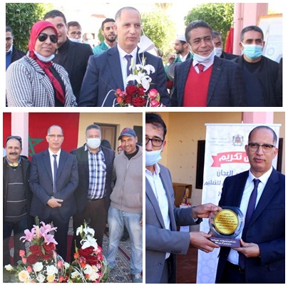 بالصور موظفي و موظفات مديرية التعليم بسيدي بنور يكرمون المدير الاقليمي السابق كريم عجان..